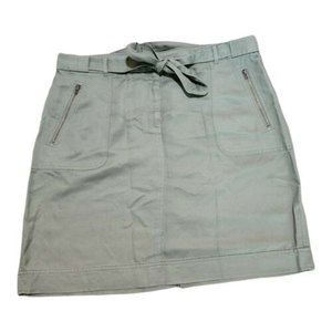 Anne Taylor LOFT Women's Solid Linen Blend Front Tie Skirt Size 14
